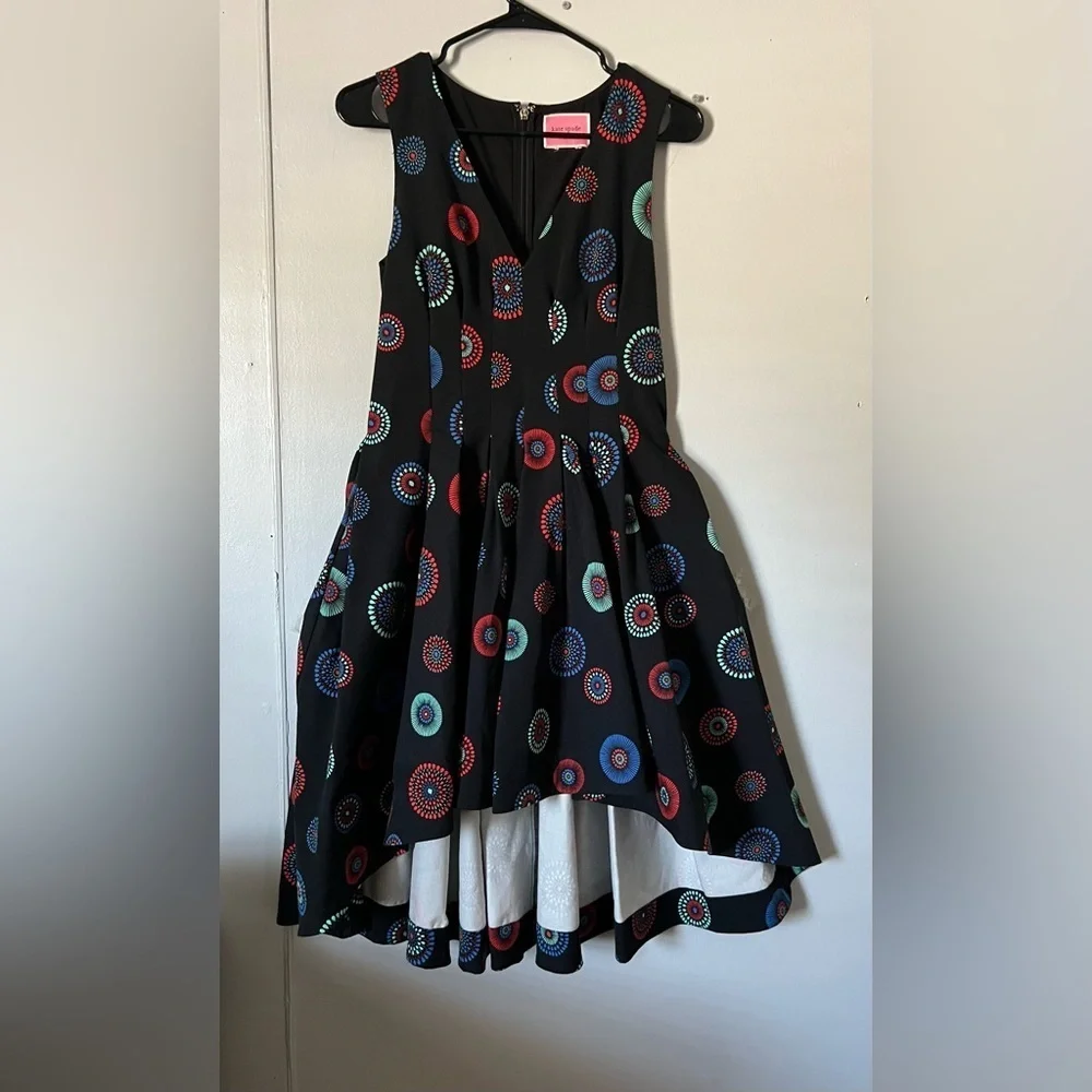 Kate Spade Black Midi Dress with Vibrant Patterns